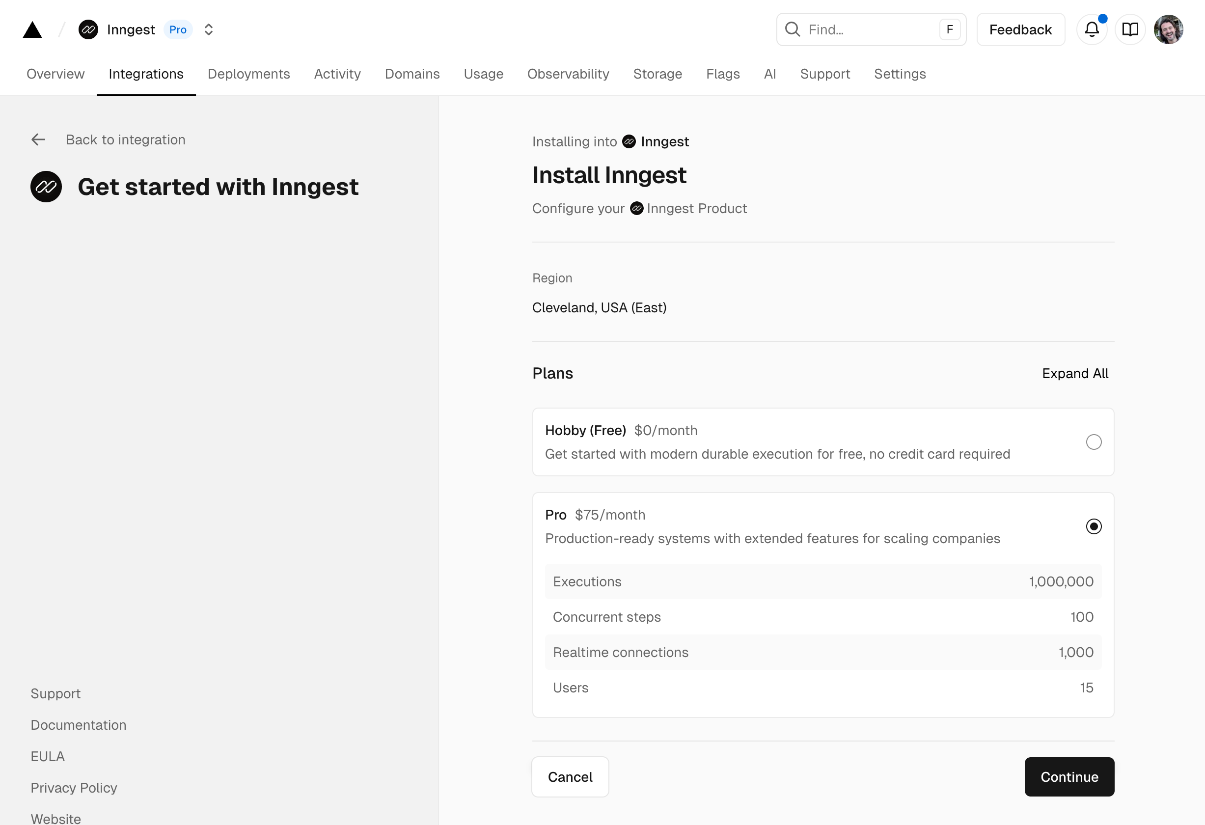 Selecting a billing plan